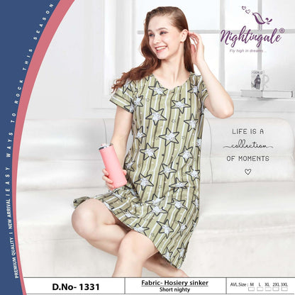 Design 1331 Nightingale Hosiery Short Night Gown Supplier Ahmedabad