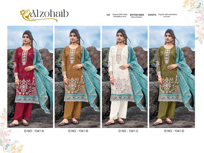 Design 1341 Al Zohaib Organza Pakistani Salwar Suits Wholesale Price