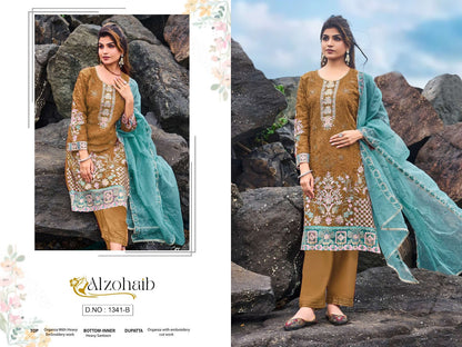 Design 1341 Al Zohaib Organza Pakistani Salwar Suits Wholesale Price