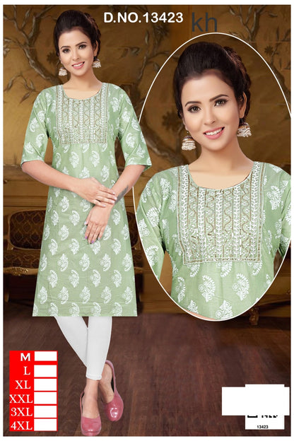 Design 13421-13429 Kh Two Tone Knee Length Kurtis Wholesaler India