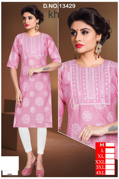 Design 13421-13429 Kh Two Tone Knee Length Kurtis Wholesaler India