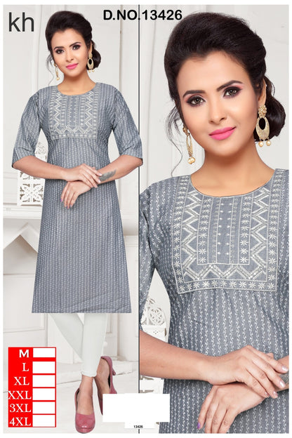 Design 13421-13429 Kh Two Tone Knee Length Kurtis Wholesaler India