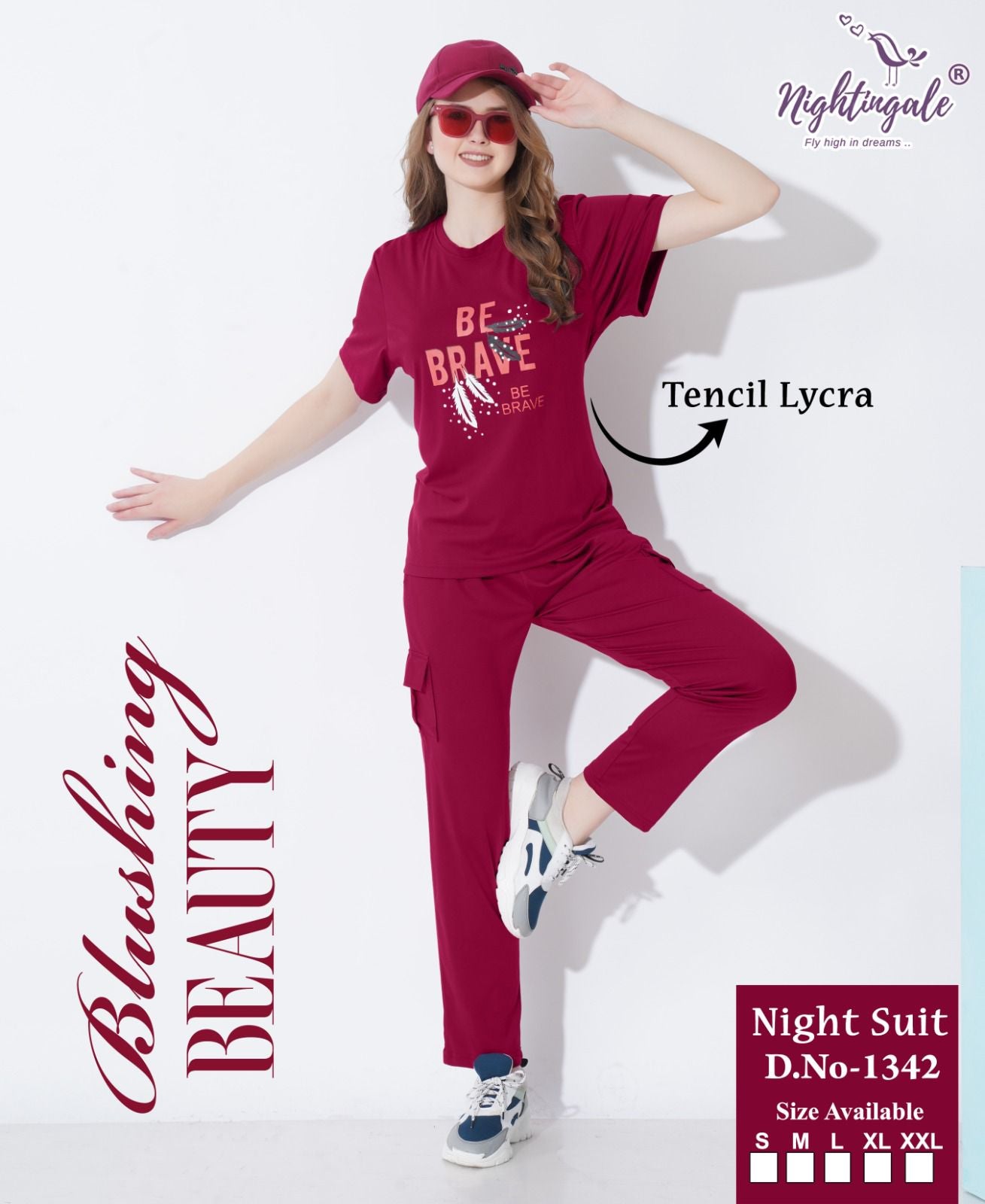 Design 1342 Cargo Pocket Nightingale Tencil Lycra Pyjama Night Suits Manufacturer Ahmedabad