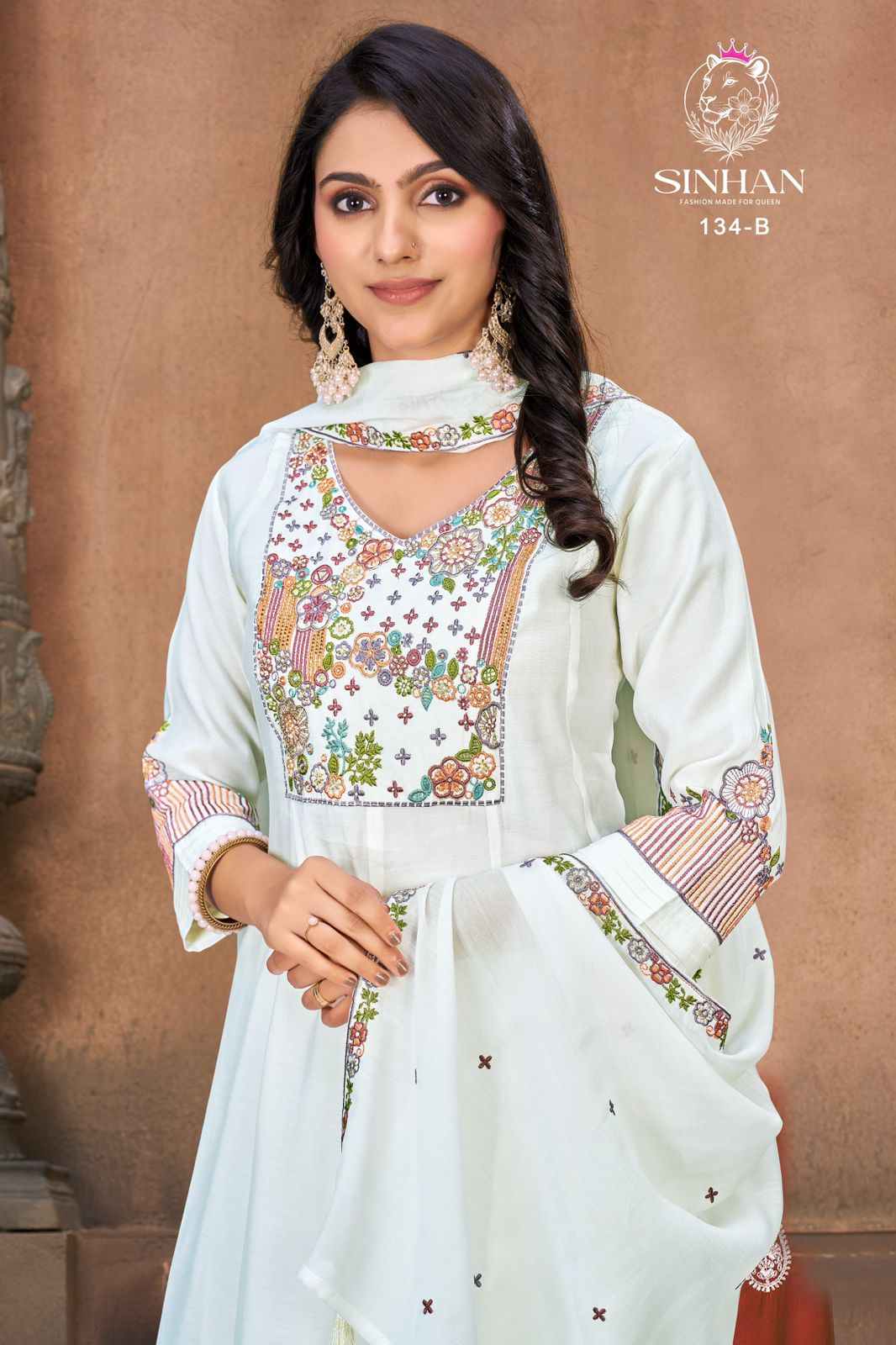 Design 134 Ab Sinhan Aksr Chanderi Readymade Plazzo Style Suits Manufacturer Gujarat