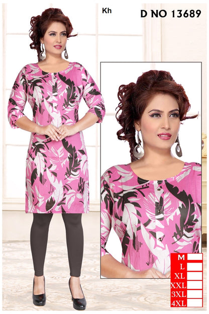 Design 13689-13692 Kh Reyon Knee Length Kurtis Manufacturer