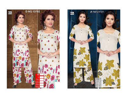 Design 13702-13715 Kh Two Tone Kurti Plazzo Set Manufacturer Ahmedabad