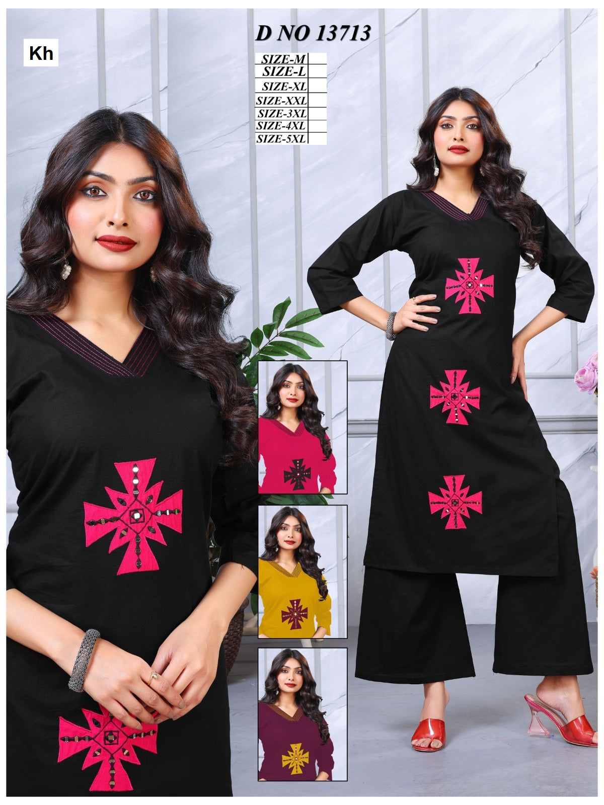 Design 13713-13714 Kh Cotton Kurti Plazzo Set Exporter