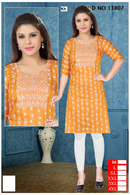 Design 13805-13812 Kh Reyon Knee Length Kurtis Wholesaler India