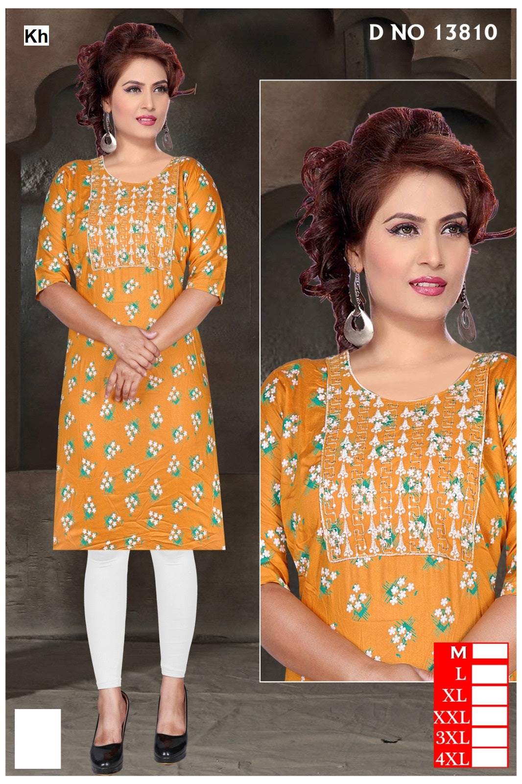 Design 13805-13812 Kh Reyon Knee Length Kurtis Wholesaler India