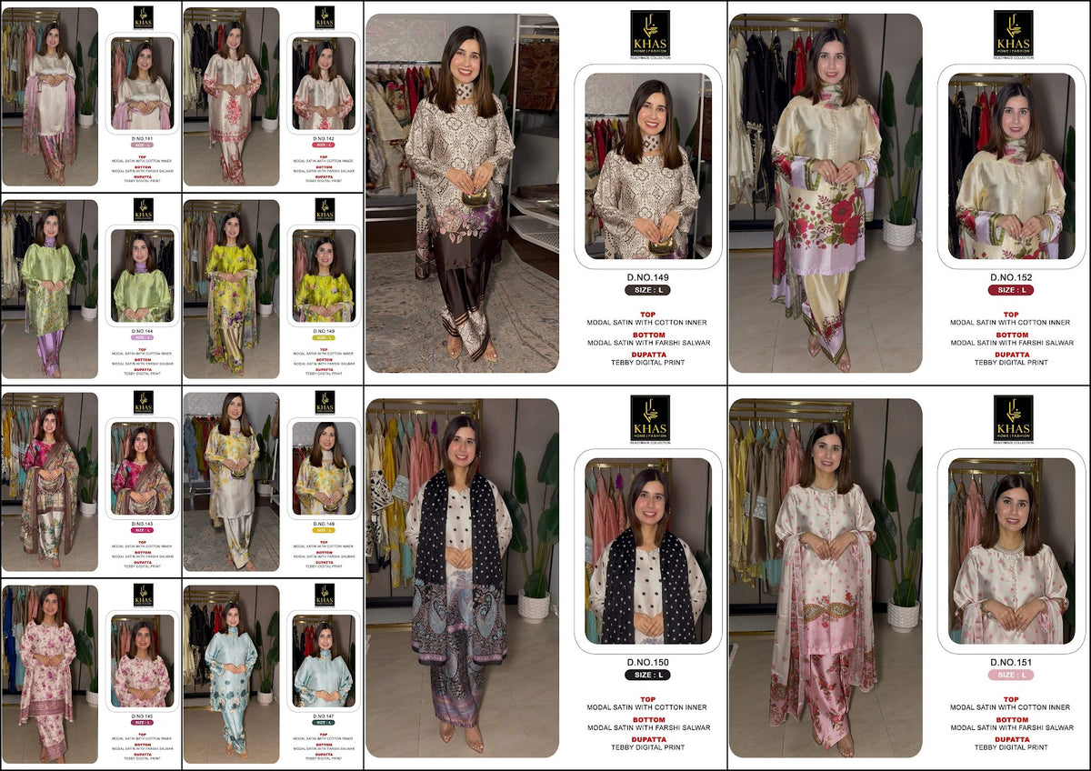 Design 140 To 152 Khas Modal Satin Pakistani Readymade Suits Exporter Gujarat