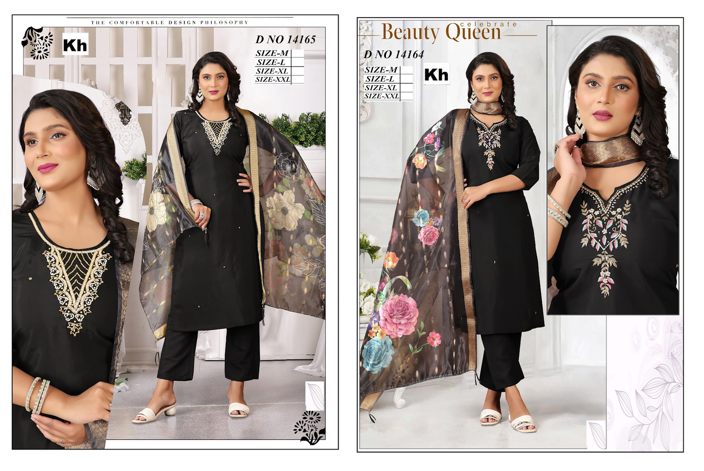 Design 14164-14165 Kh Roman Silk Readymade Pant Style Suits Wholesale