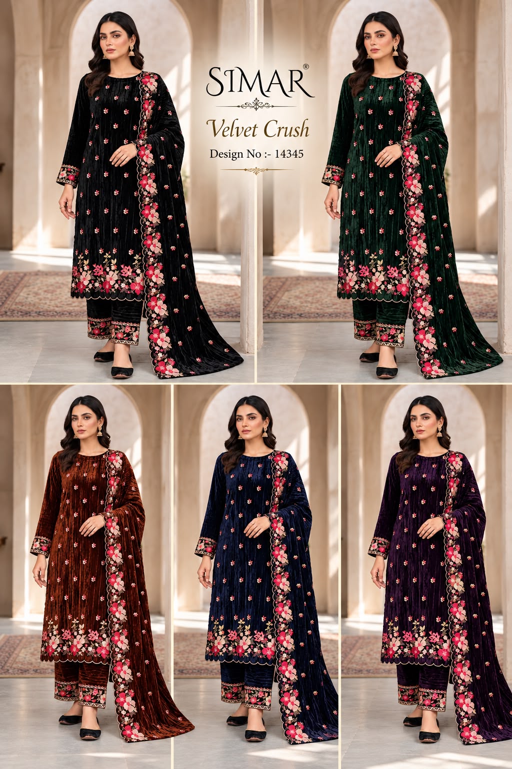 Design 14345 Simar Crush Velvet Suits Wholesale