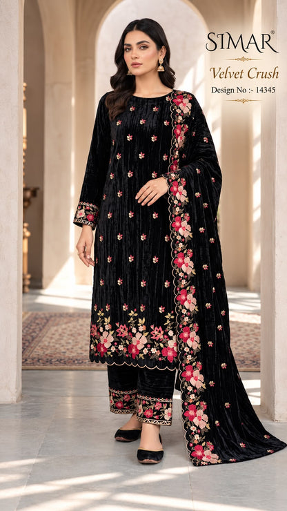 Design 14345 Simar Crush Velvet Suits Wholesale