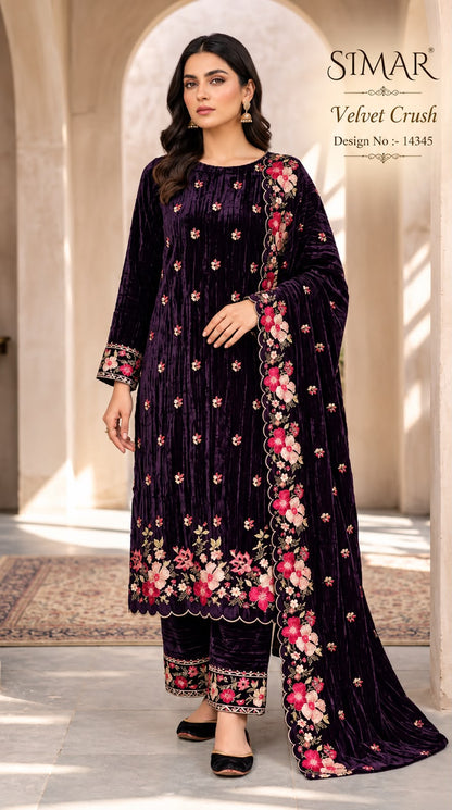 Design 14345 Simar Crush Velvet Suits Wholesale