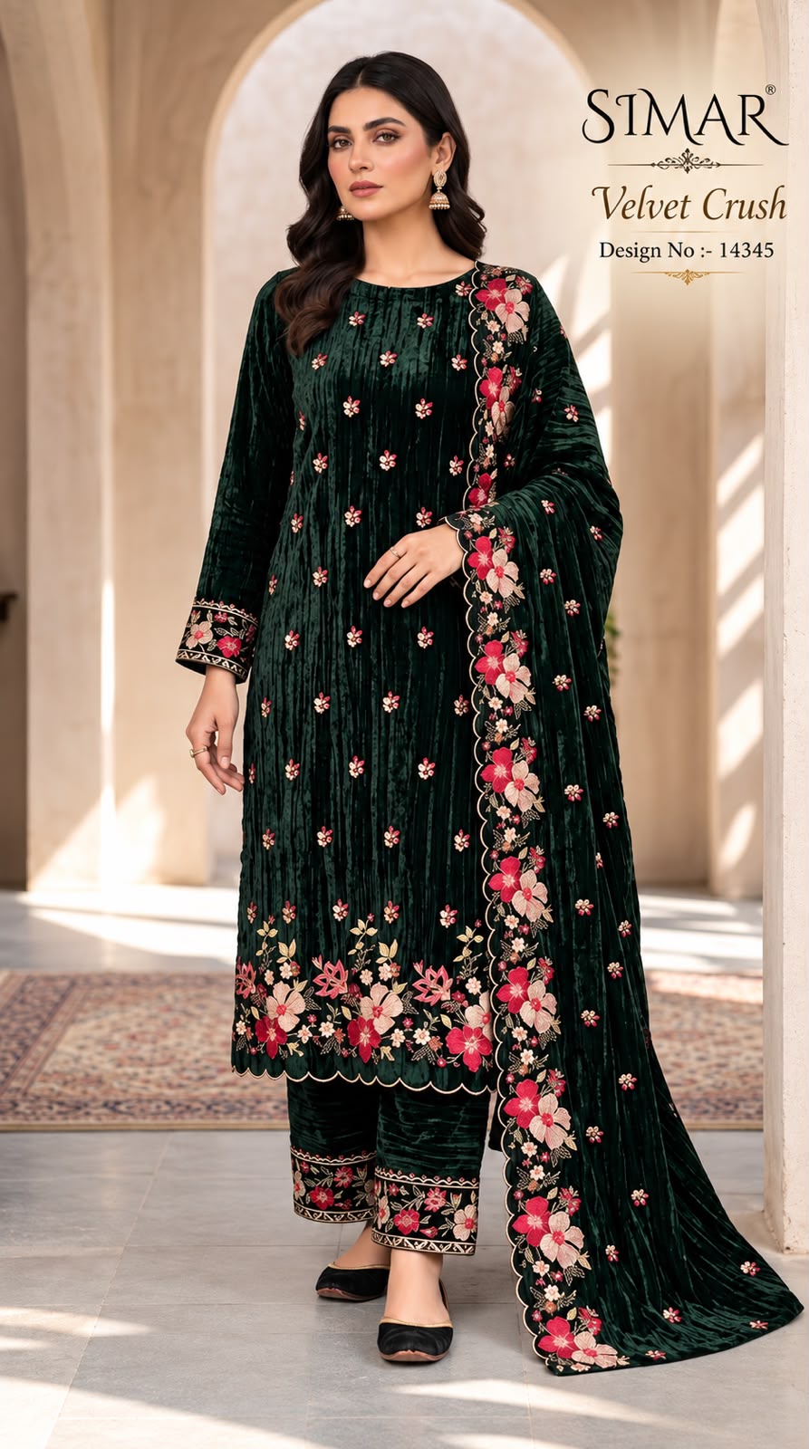 Design 14345 Simar Crush Velvet Suits Wholesale