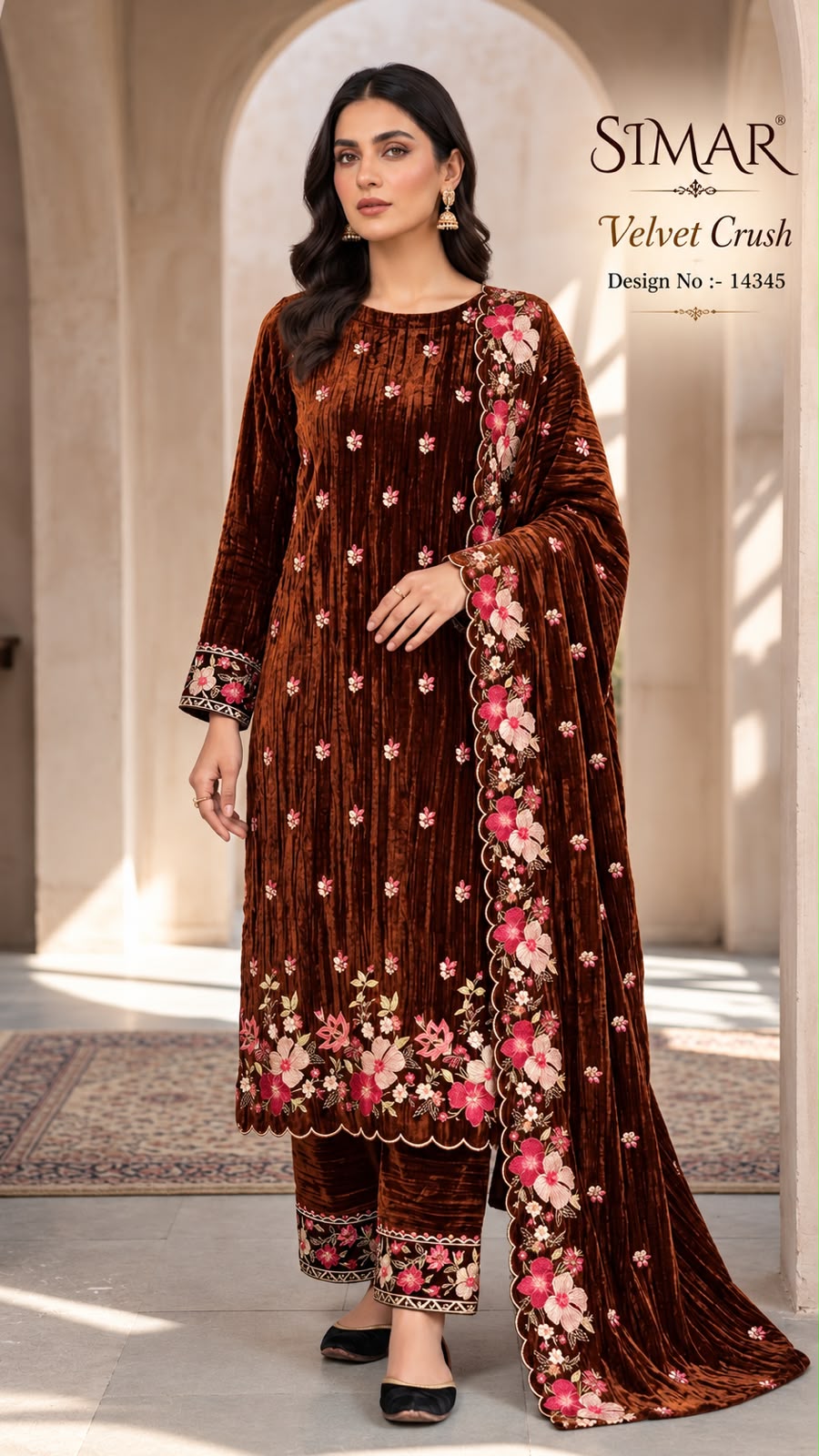 Design 14345 Simar Crush Velvet Suits Wholesale