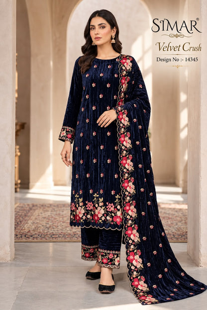 Design 14345 Simar Crush Velvet Suits Wholesale