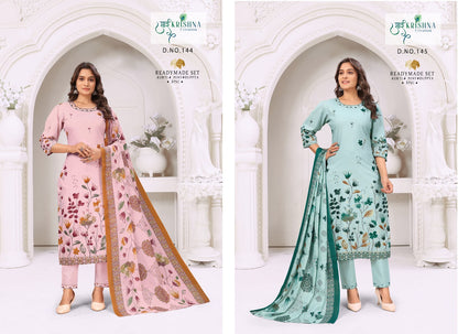 Design 144-145 Sai Krishna Dzi Readymade Cotton Pant Suits Wholesaler Gujarat