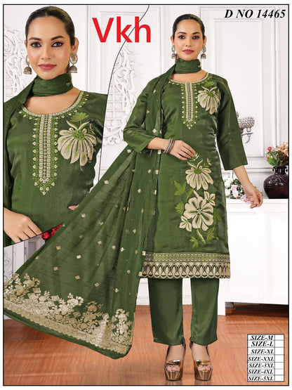 Design 14461-14466 Vkh Roman Silk Readymade Pant Style Suits Wholesaler Gujarat
