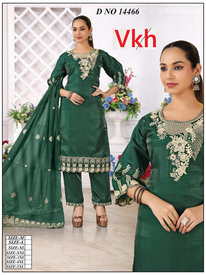 Design 14461-14466 Vkh Roman Silk Readymade Pant Style Suits Wholesaler Gujarat
