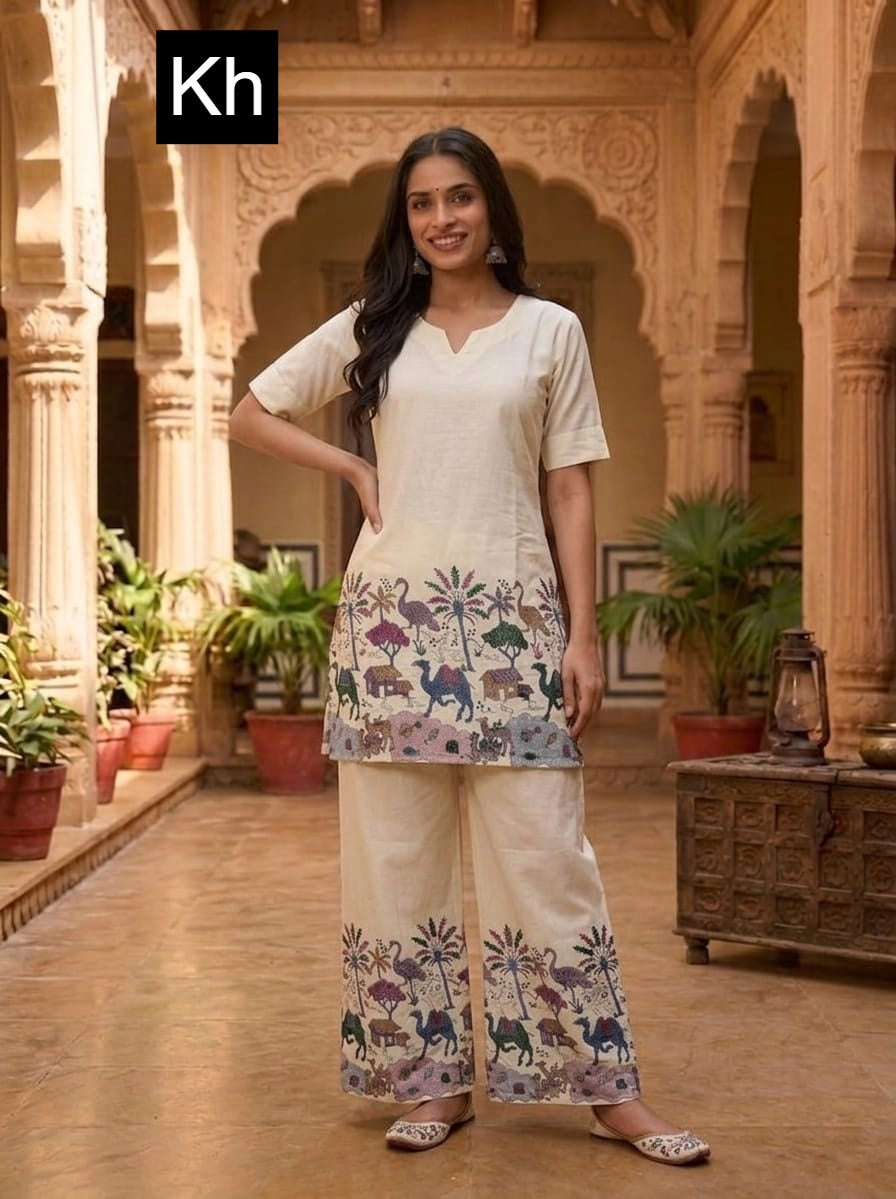 Design 14736-14739 Kh Two Tone Co Ord Set Manufacturer India