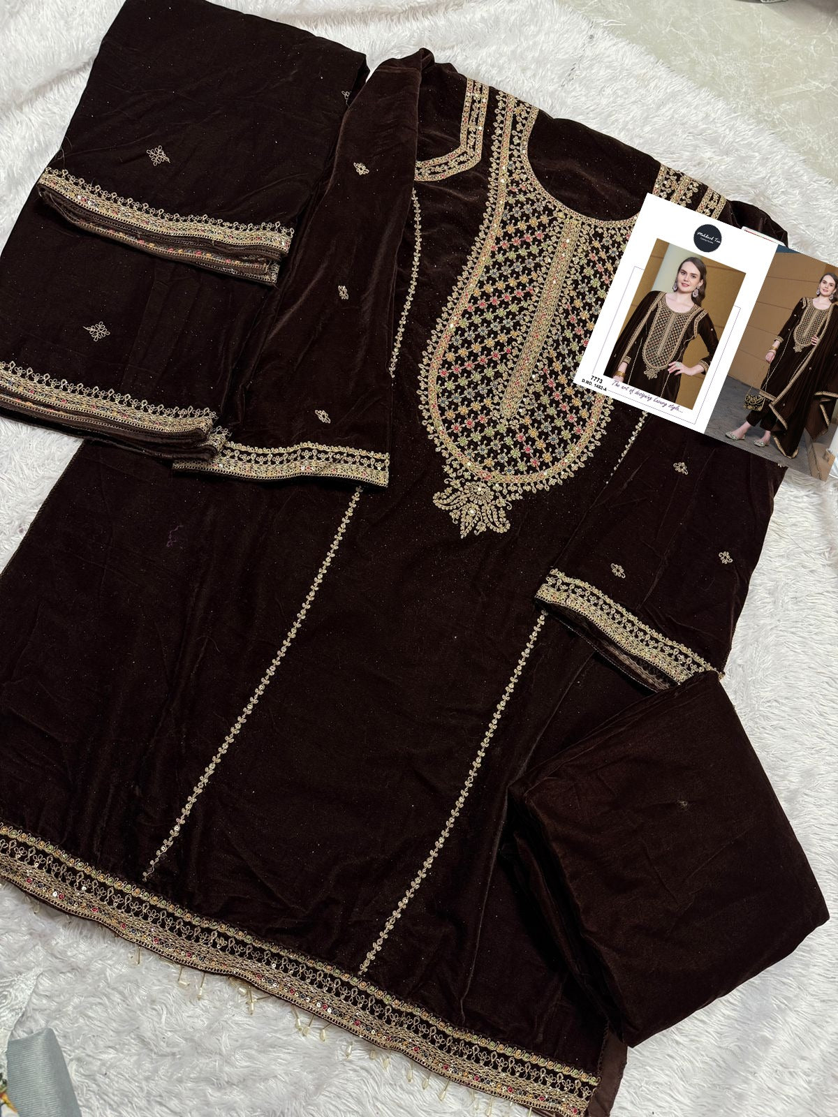 Design 1482 Mehboob Tex Velvet Suits Wholesale Price