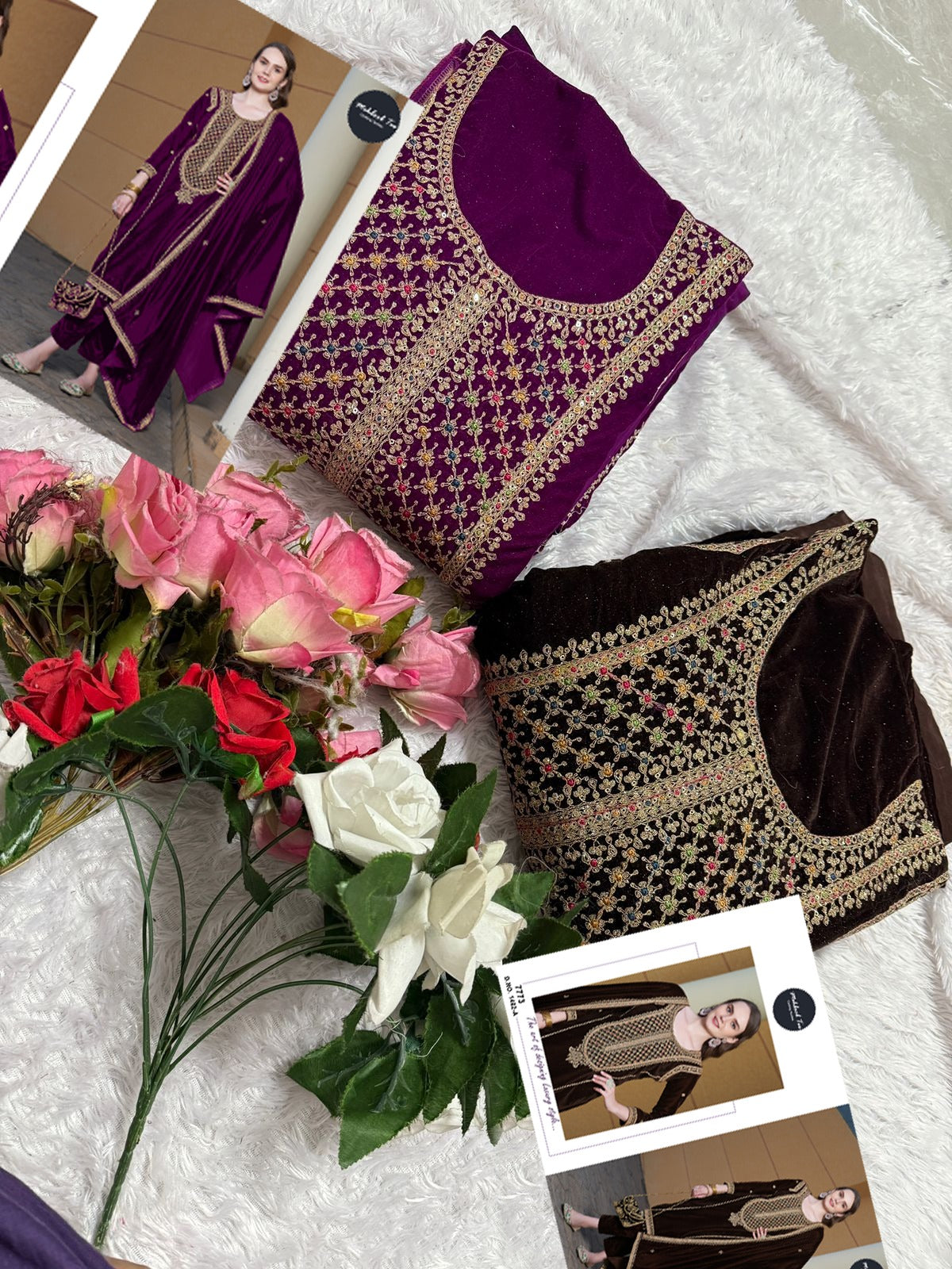 Design 1482 Mehboob Tex Velvet Suits Wholesale Price