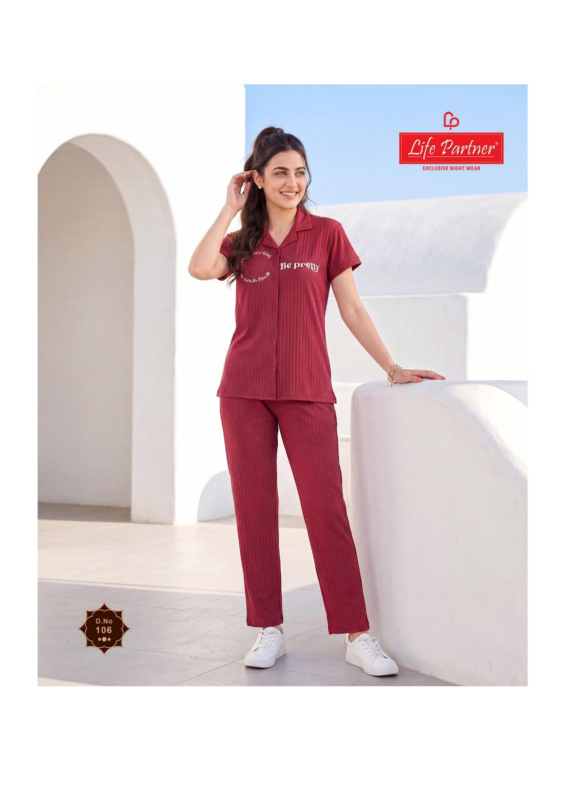 Design 14 Front Open Life Partner Interlock Collar Night Suits Wholesaler Gujarat