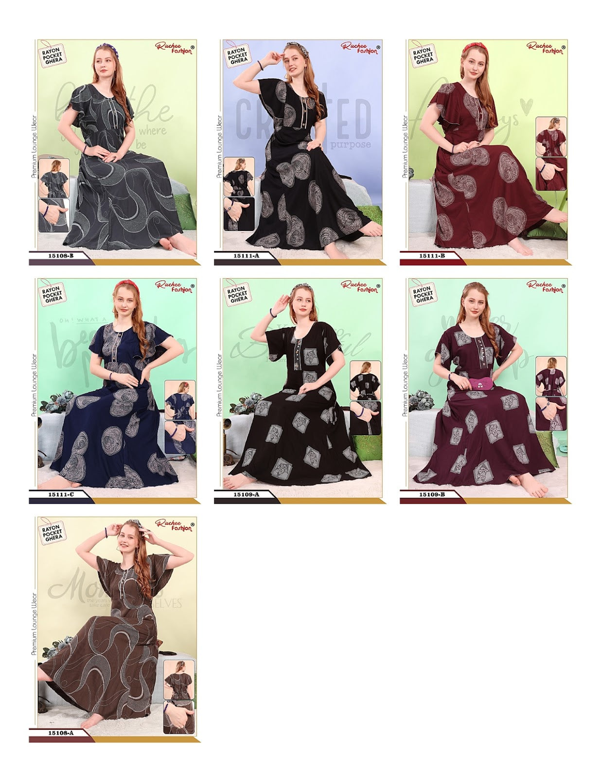 Design 15108-15111 Ruchee Fashion Rayon Night Gowns Supplier Gujarat