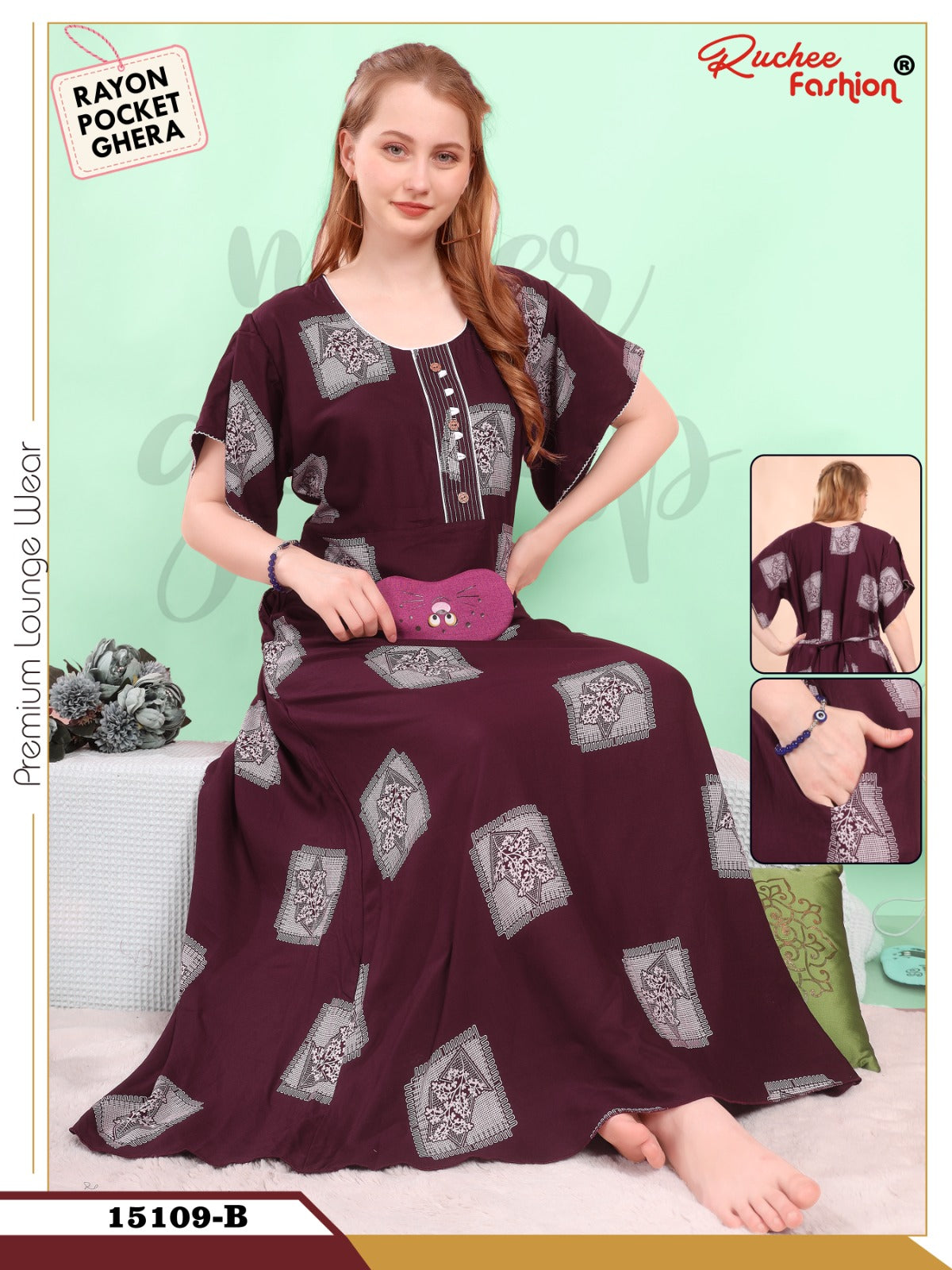 Design 15108-15111 Ruchee Fashion Rayon Night Gowns Supplier Gujarat