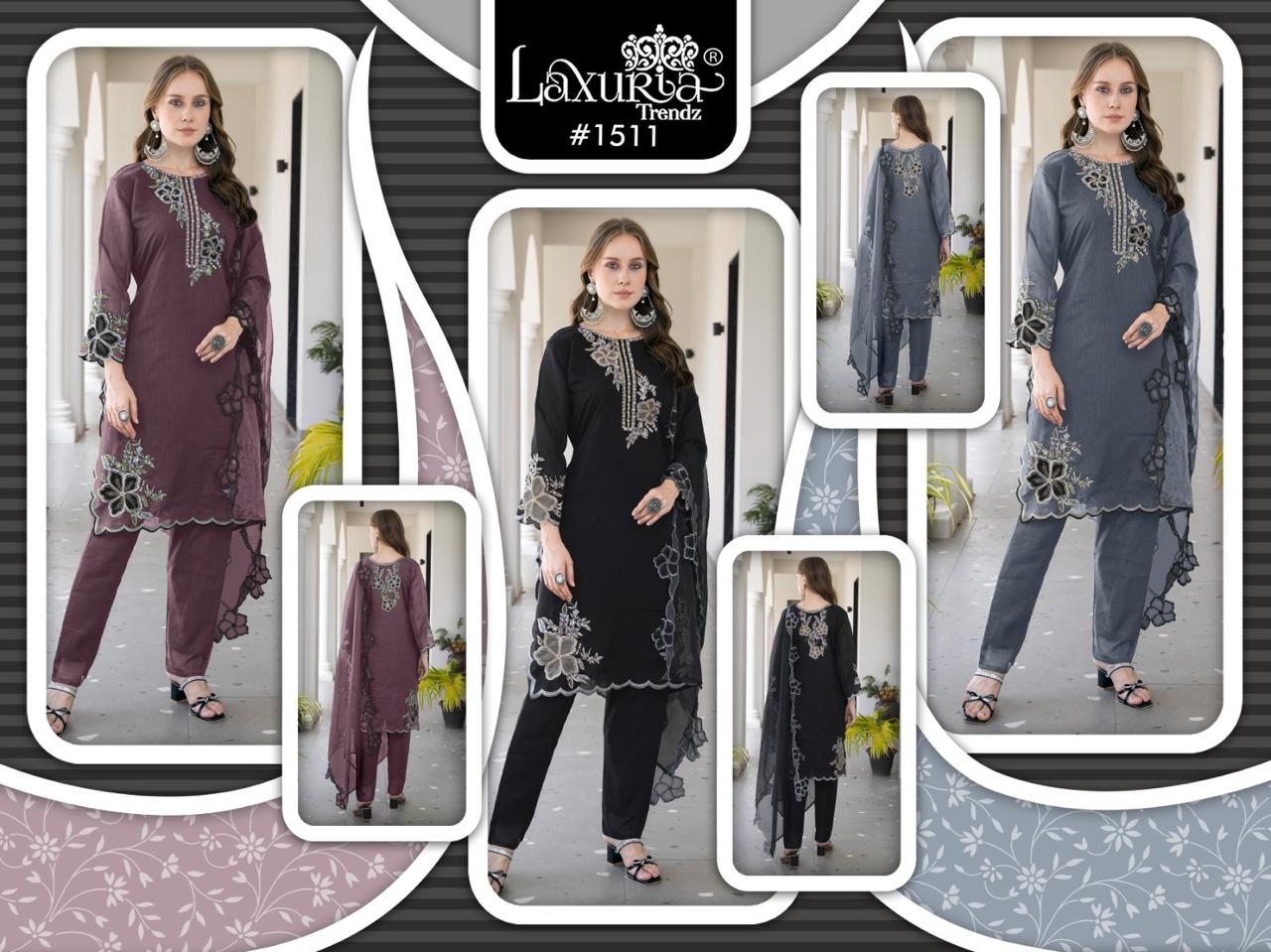 Design 1511 Laxuria Trendz Georgette Pakistani Readymade Suits Wholesale Rate