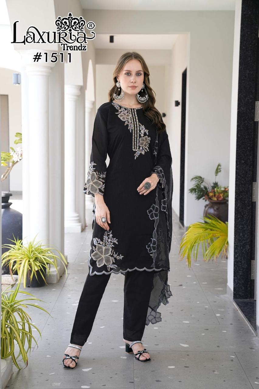 Design 1511 Laxuria Trendz Georgette Pakistani Readymade Suits Wholesale Rate