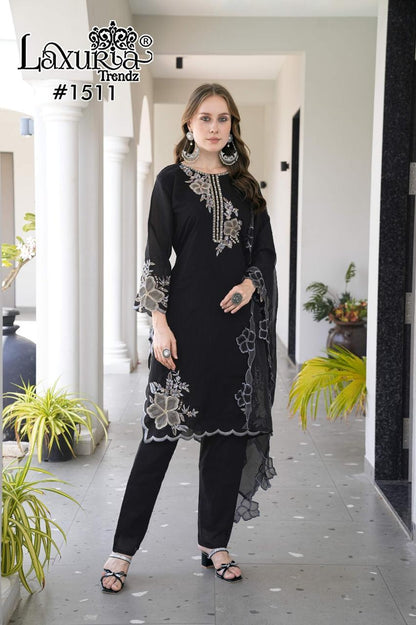 Design 1511 Laxuria Trendz Georgette Pakistani Readymade Suits Wholesale Rate