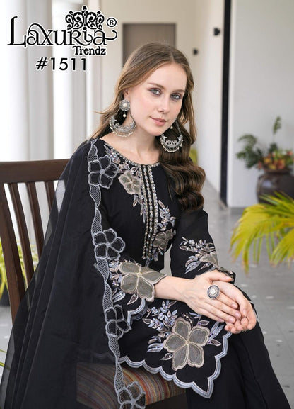 Design 1511 Laxuria Trendz Georgette Pakistani Readymade Suits Wholesale Rate