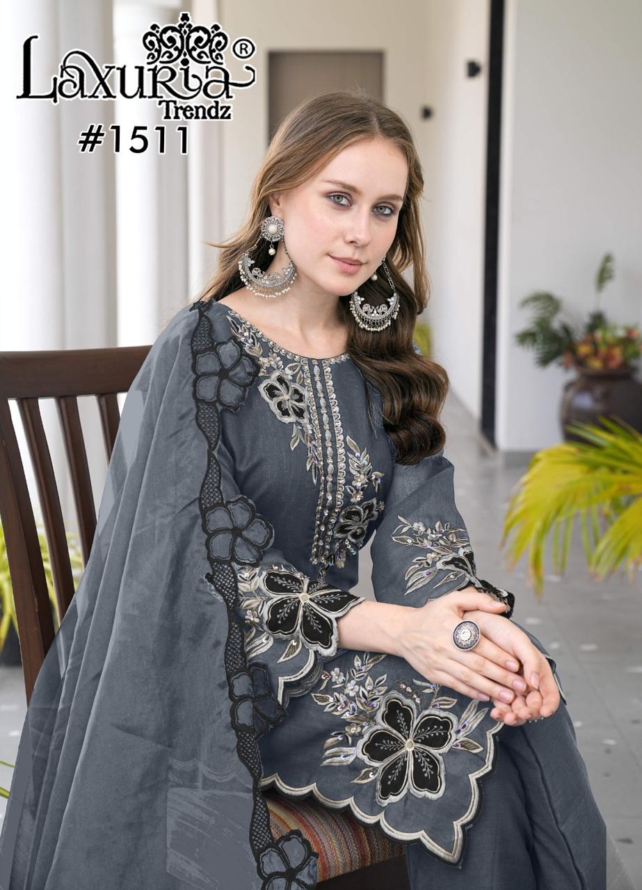 Design 1511 Laxuria Trendz Georgette Pakistani Readymade Suits Wholesale Rate