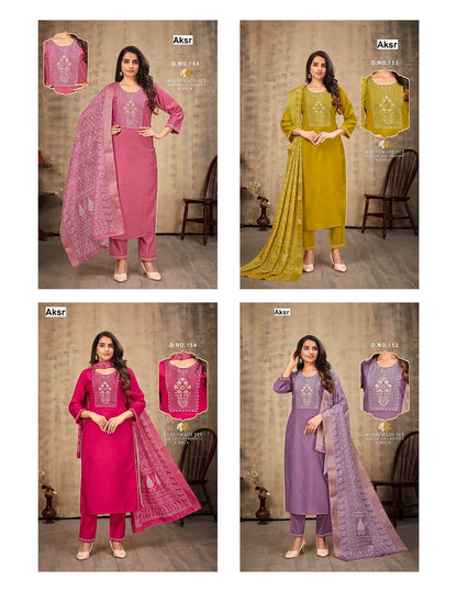 Design 152-155 Aksr Vertican Readymade Pant Style Suits Manufacturer Ahmedabad
