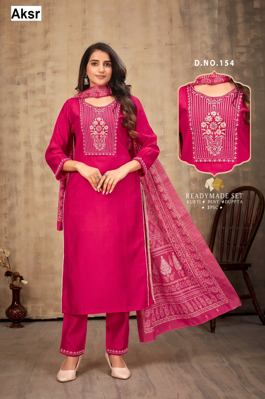 Design 152-155 Aksr Vertican Readymade Pant Style Suits Manufacturer Ahmedabad