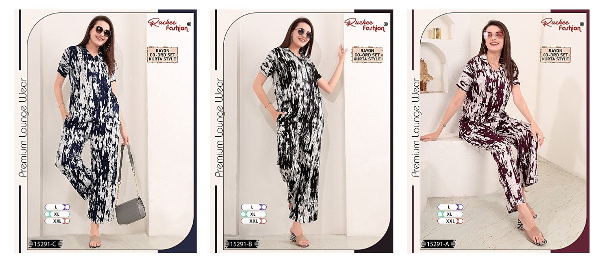 Design 15291 Abc Ruchee Fashion Rayon Co Ord Set Manufacturer Ahmedabad