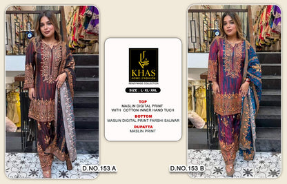 Design 153 Khas Maslin Pakistani Readymade Suits Wholesaler Ahmedabad