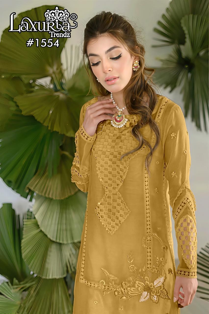 Design 1554 Laxuria Trendz Fox Georgette Pakistani Readymade Suits Exporter