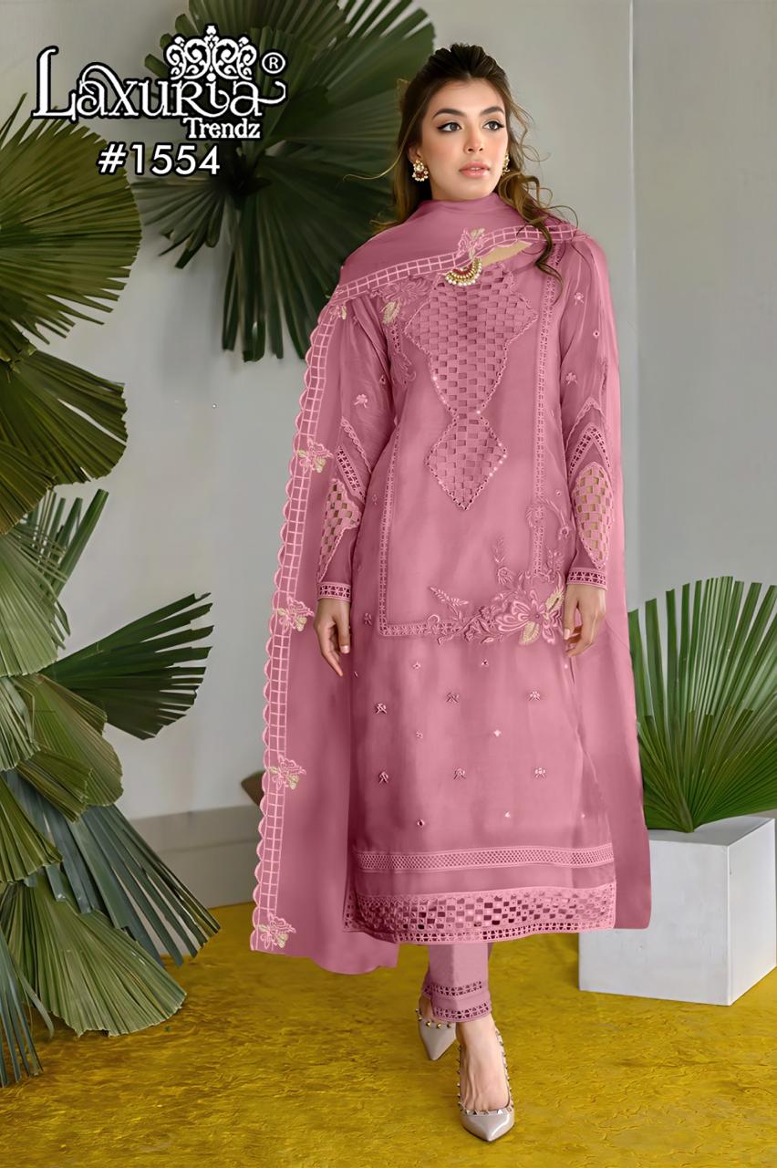 Design 1554 Laxuria Trendz Fox Georgette Pakistani Readymade Suits Exporter