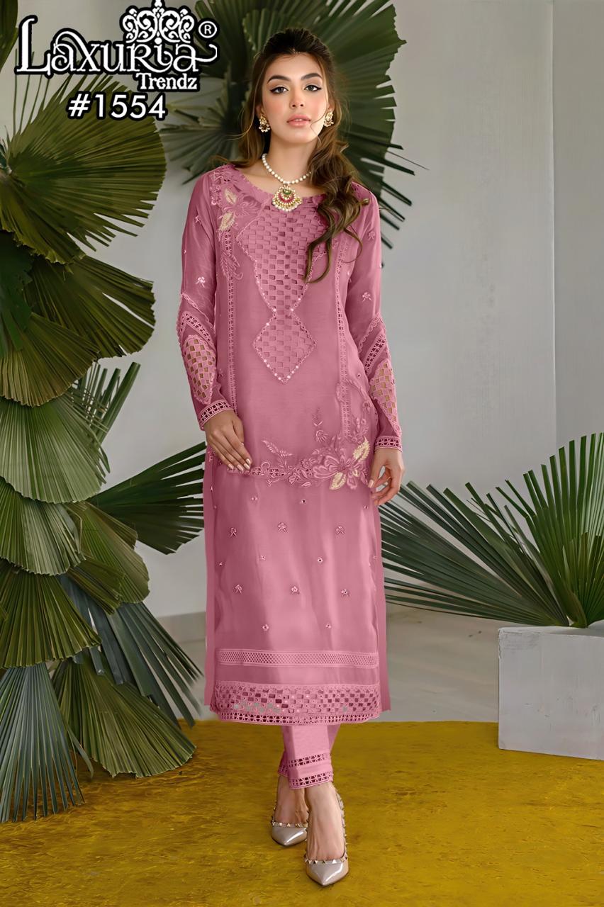 Design 1554 Laxuria Trendz Fox Georgette Pakistani Readymade Suits Exporter