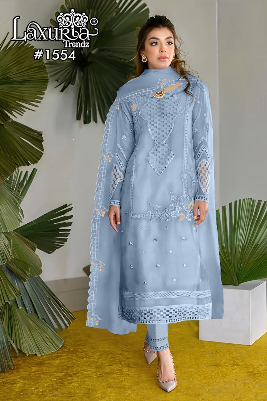 Design 1554 Laxuria Trendz Fox Georgette Pakistani Readymade Suits Exporter