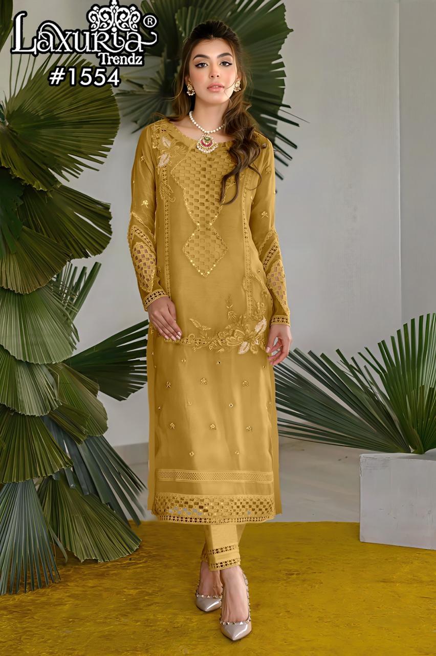 Design 1554 Laxuria Trendz Fox Georgette Pakistani Readymade Suits Exporter