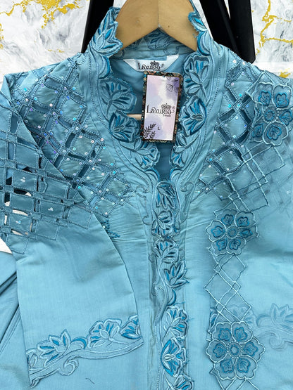 Design 1555 Laxuria Trendz Roman Simmer Pakistani Readymade Suits Supplier India