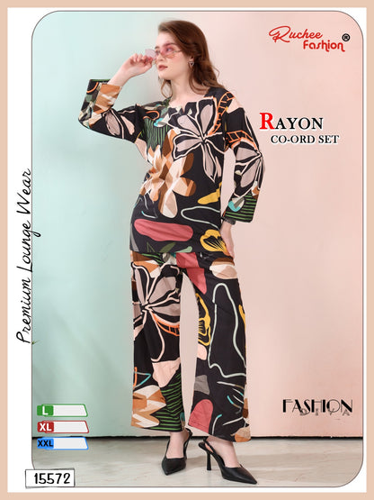 Design 15571-15574 Ruchee Fashion Rayon Co Ord Set Wholesaler Gujarat