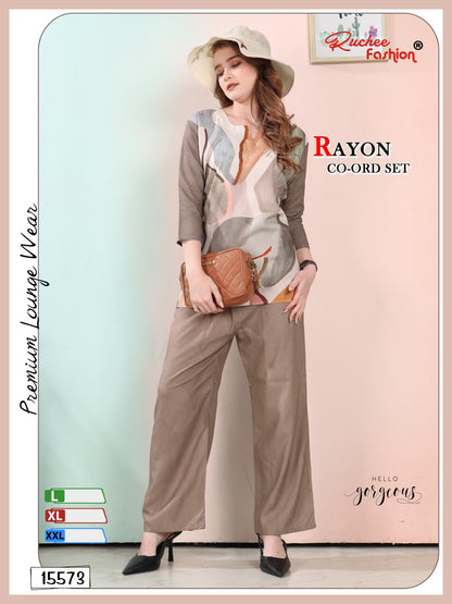 Design 15571-15574 Ruchee Fashion Rayon Co Ord Set Wholesaler Gujarat