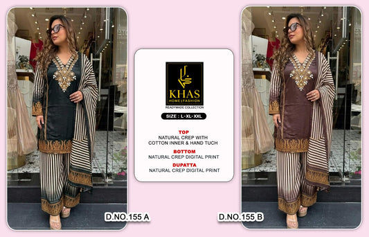 Design 155 Ab Khas Natural Crape Pakistani Readymade Suits Manufacturer