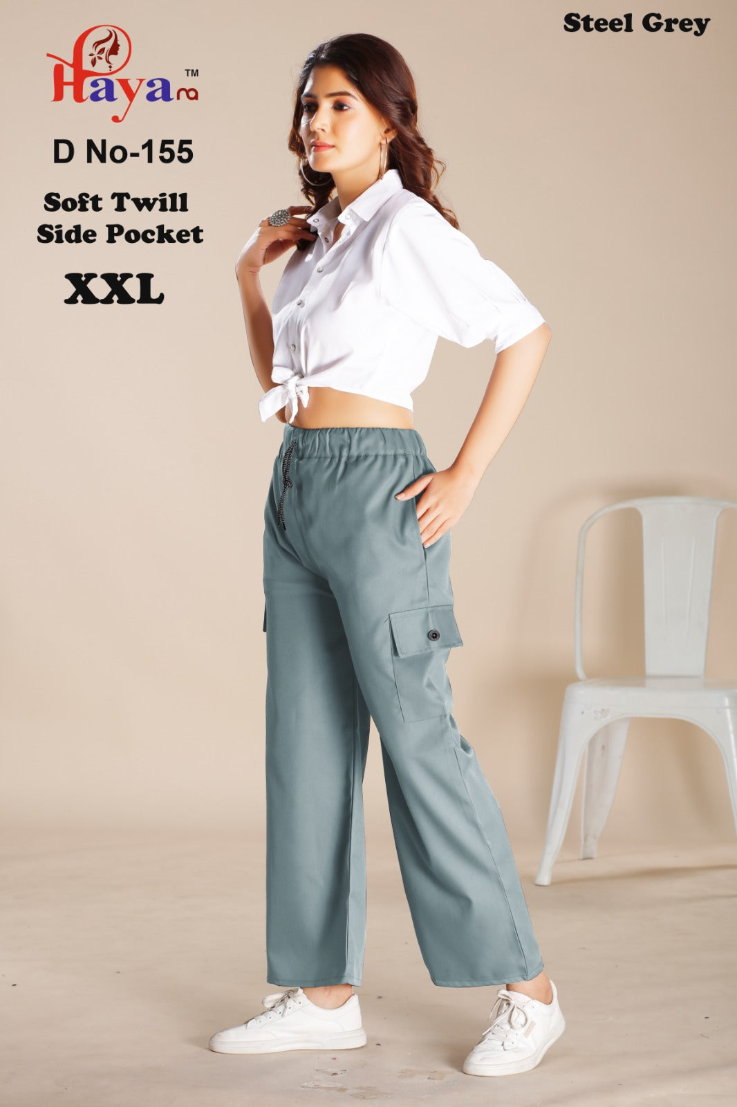 Design 155 Hanso Twill Women Cargo Pants Wholesale Price