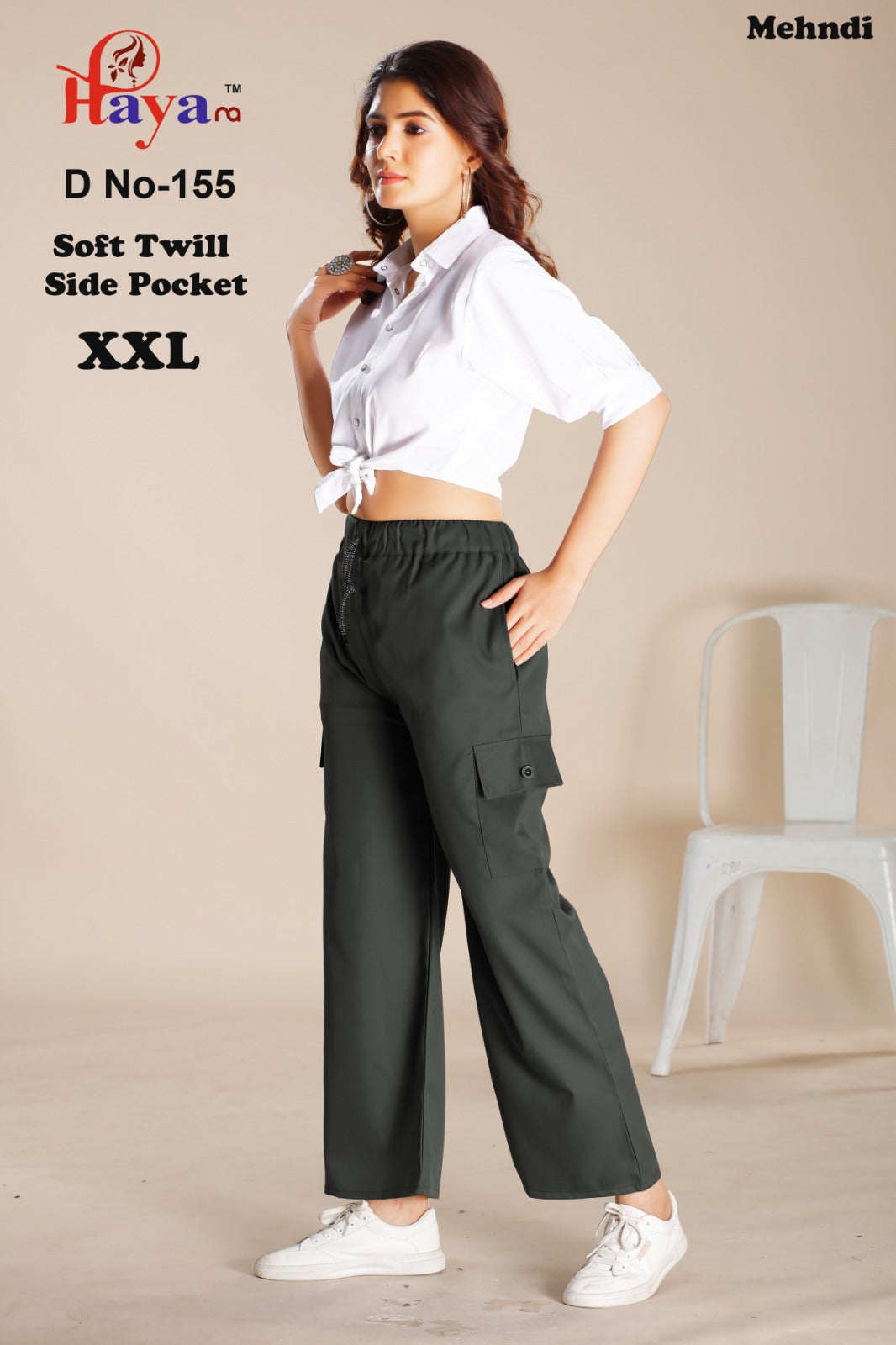 Design 155 Hanso Twill Women Cargo Pants Wholesale Price